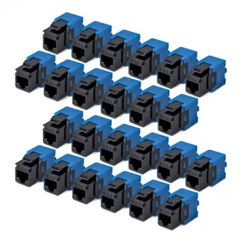 StarTech.com Cat6 Keystone Jack Συσκευασία 24 τεμ. - RJ45 Ethernet Keystone Κουπλέρ, UTP, 180 Μοίρες, Χωρίς Εργαλεία, Μαύρο/Μπλε, 10GBase-T