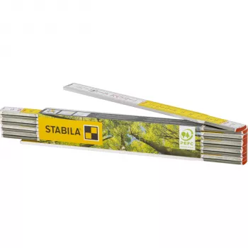 STABILA 600 2 m Ξύλινος Πτυσσόμενος Χάρακας Μετρικός Λευκό/Κίτρινο