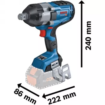 BOSCH Professional BITURBO GDS 18V-1050 HC Κρουστικό Κατσαβίδι Μπαταρίας, 3/4 ίντσες Τετράγωνη Υποδοχή, 18 V, Solo (Μπλε/Μαύρο, Bluetooth, L-BOXX)