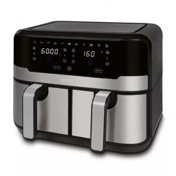 HEINRICH'S HFR 8214 Διπλή Φριτέζα Θερμού Αέρα 2 x 4,5 L = 9,0 L 1300-2400 W Μαύρο-Ασημί