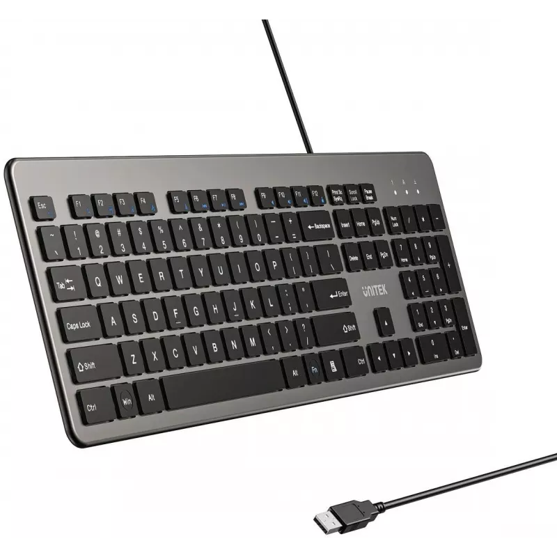 UNITEK SlimTap Ενσύρματο πληκτρολόγιο γραφείου, USB-A, Γκρι