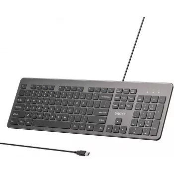 UNITEK SlimTap Ενσύρματο πληκτρολόγιο γραφείου, USB-A, Γκρι