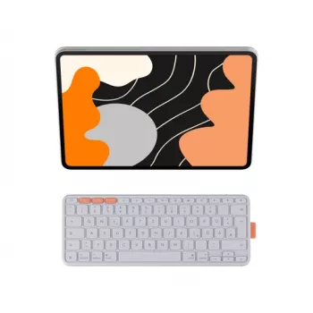 Logitech Flip Folio Θήκη πληκτρολογίου για Apple 13 ιντσών iPad Air (M2, M3) - Ανοιχτό γκρι - Γερμανικό layout QWERTZ