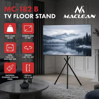 Maclean βάση/στήριξη TV δαπέδου, 37-80 ίντσες, VESA 600x400, 60 kg, MC-182 B