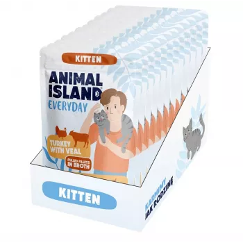 ANIMAL ISLAND Kitten Turkey & Veal υγρή τροφή 12 x 85g