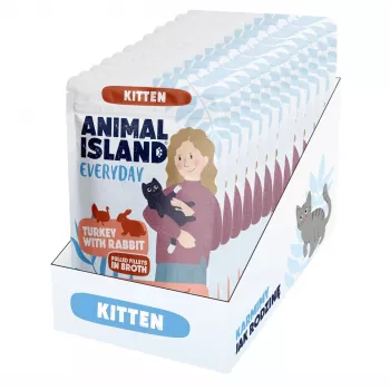 ANIMAL ISLAND Kitten Turkey & Rabbit υγρή τροφή για γάτες 12x85g