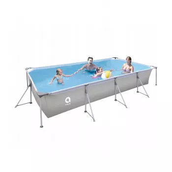 AVENLI 394x207x80 cm Ορθογώνια πισίνα με μεταλλικό σκελετό με αντλία φίλτρου, σκάλα, κάλυμμα και βάση δαπέδου
