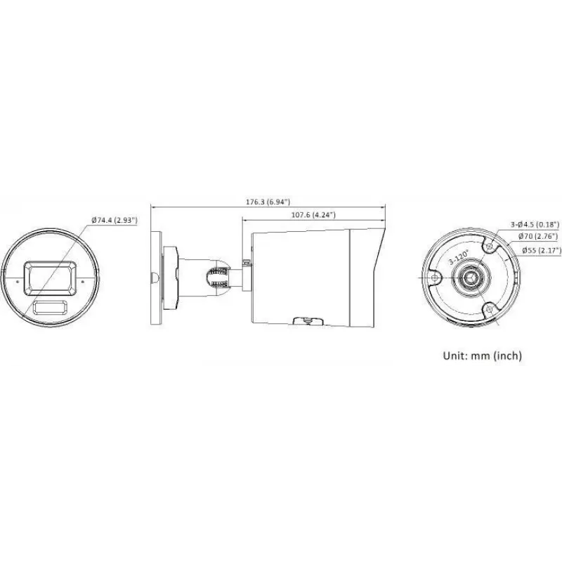 Hikvision DS-2CD2083G2-LI2U(2.8mm)(BLACK) 8MP AcuSense Fixed Bullet IP Κάμερα με Smart Hybrid Light