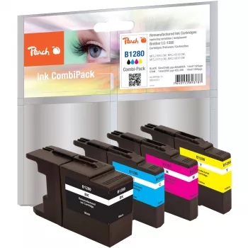 Peach PI500-74 Pigment-Tintenpatronen Multipack - Μαύρο, Cyan, Magenta, Κίτρινο - Συμβατό με Brother MFCJ 5910 DW, 6510 DW, 6710 DW, 6910 DW - 4 τεμ.
