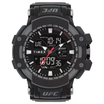 TIMEX ανδρικό ψηφιακό ρολόι TW5M51800 53mm θήκη ρητίνης μαύρο λουράκι ρητίνης γκρι καντράν INDIGLO νυχτερινό φως 100m αδιάβροχο