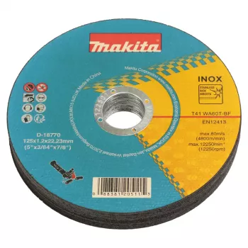 Makita D-18770-12 INOX Δίσκος Κοπής για Μπαταρίας Γωνιακό Τροχό 125mm x 1,2mm