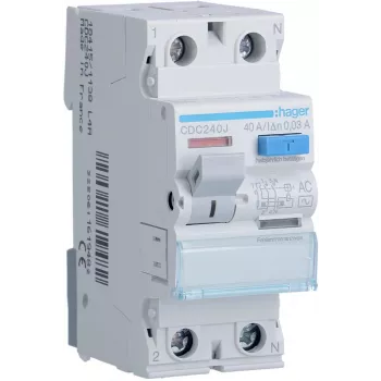 HAGER CDC240J Διακόπτης Προστασίας Διαφυγής 1P+N 40A 30mA 6kA AC