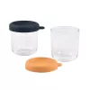BEABA Σετ Βάζων Γυαλιού με Καπάκια 2 x 250 ml Night Blue/Honey