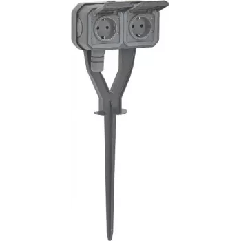 Legrand 069759L Plexo New Garden Στήλη Τροφοδοσίας Κήπου 2-πλή Προσυναρμολογημένη Πρίζα Schuko IP44 Σχιστολιθικό Γκρι