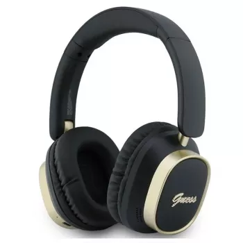 Guess Bluetooth Over-Ear Ακουστικά ENC Rectangle Metal Script Μαύρα