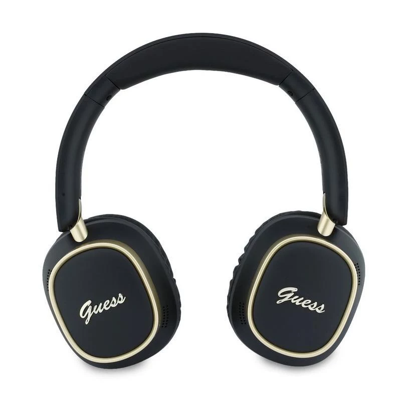 Guess Bluetooth Over-Ear Ακουστικά ENC Rectangle Metal Script Μαύρα