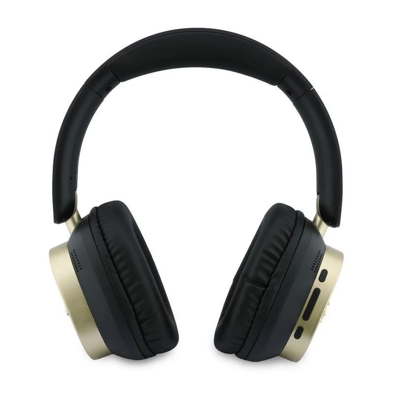 Guess Bluetooth Over-Ear Ακουστικά ENC Rectangle Metal Script Μαύρα