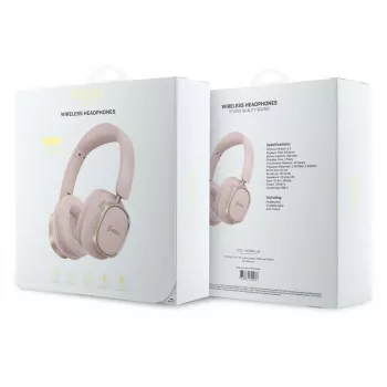 Guess Bluetooth Over-Ear Ακουστικά ENC Rectangle Metal Script Ροζ