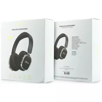 Guess Bluetooth Over-Ear Ακουστικά ENC Rectangle Metal Script Καφέ