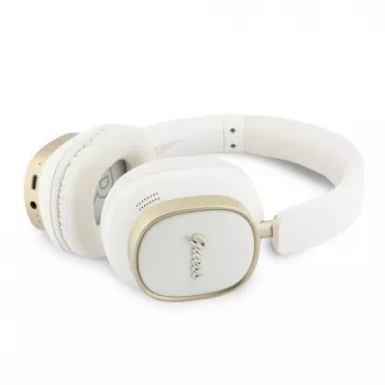 Guess Bluetooth ENC Rectangle Metal Script Over-Ear Ακουστικά Λευκά