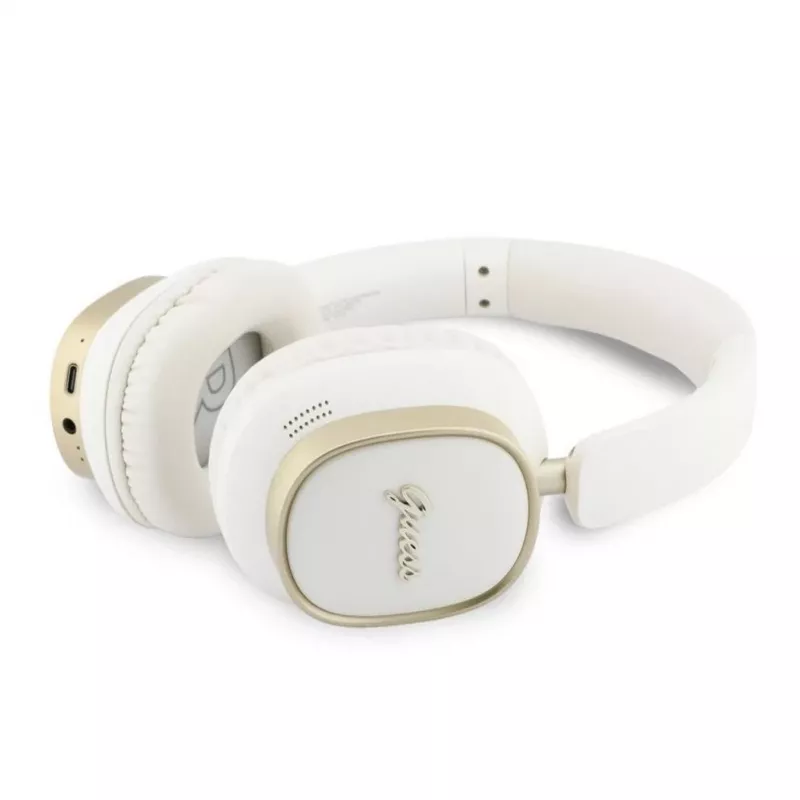 Guess Bluetooth ENC Rectangle Metal Script Over-Ear Ακουστικά Λευκά