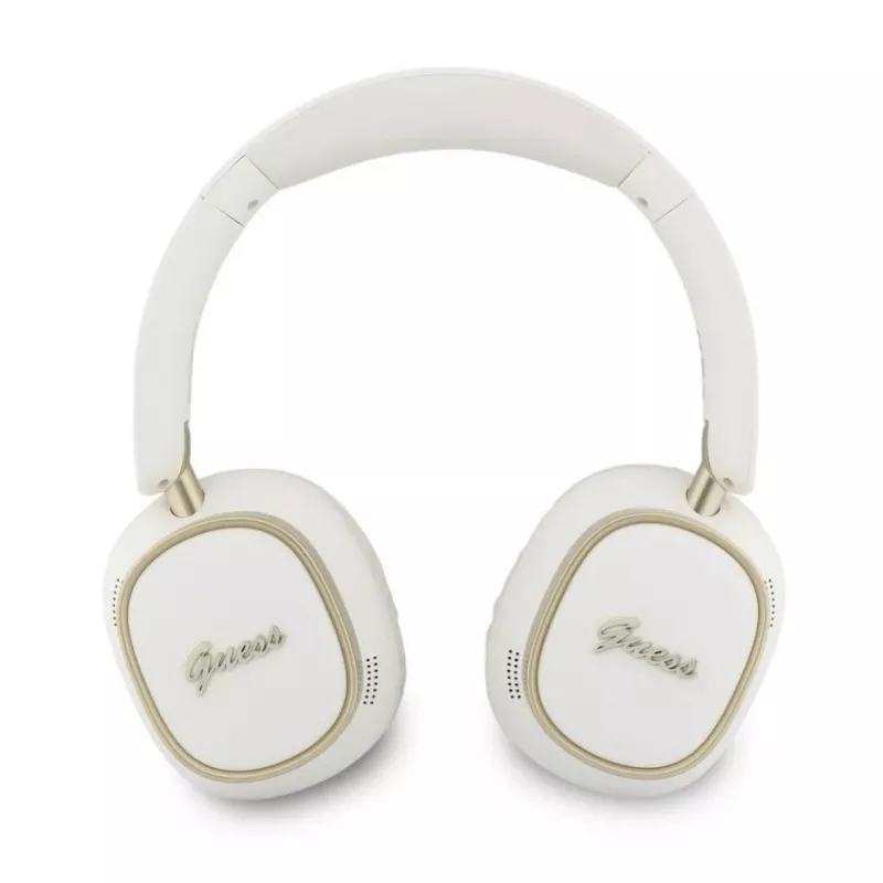 Guess Bluetooth ENC Rectangle Metal Script Over-Ear Ακουστικά Λευκά