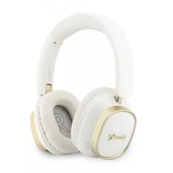 Guess Bluetooth ENC Rectangle Metal Script Over-Ear Ακουστικά Λευκά