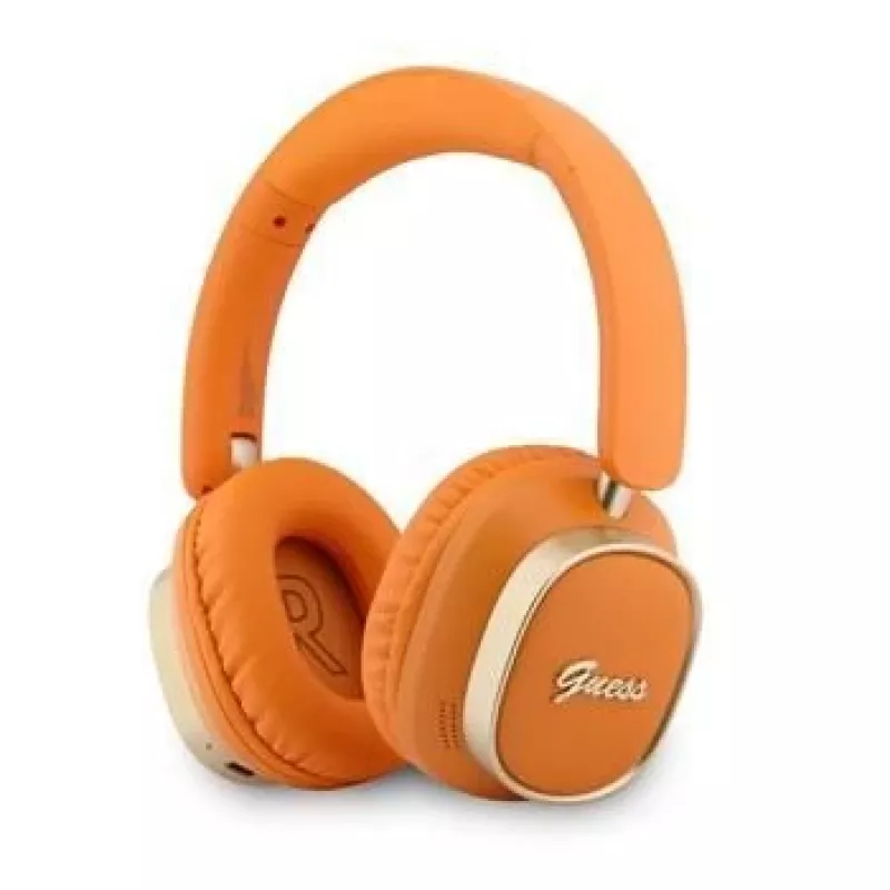 Guess Bluetooth On-Ear Ακουστικά Rectangle Metal Script Πορτοκαλί