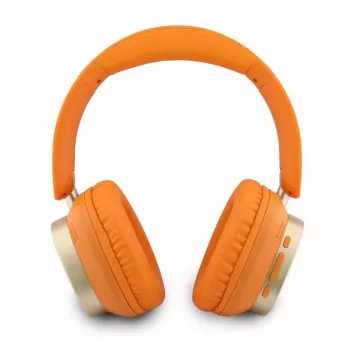 Guess Bluetooth On-Ear Ακουστικά Rectangle Metal Script Πορτοκαλί