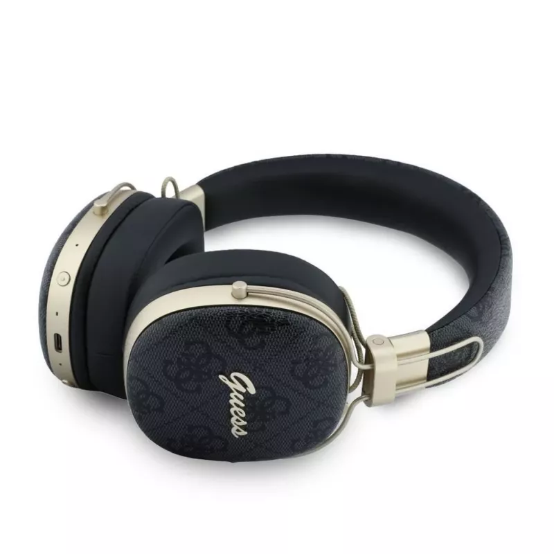 Guess Over-Ear Bluetooth Ακουστικά με ENC, Metal 4G Script Logo, Μαύρα