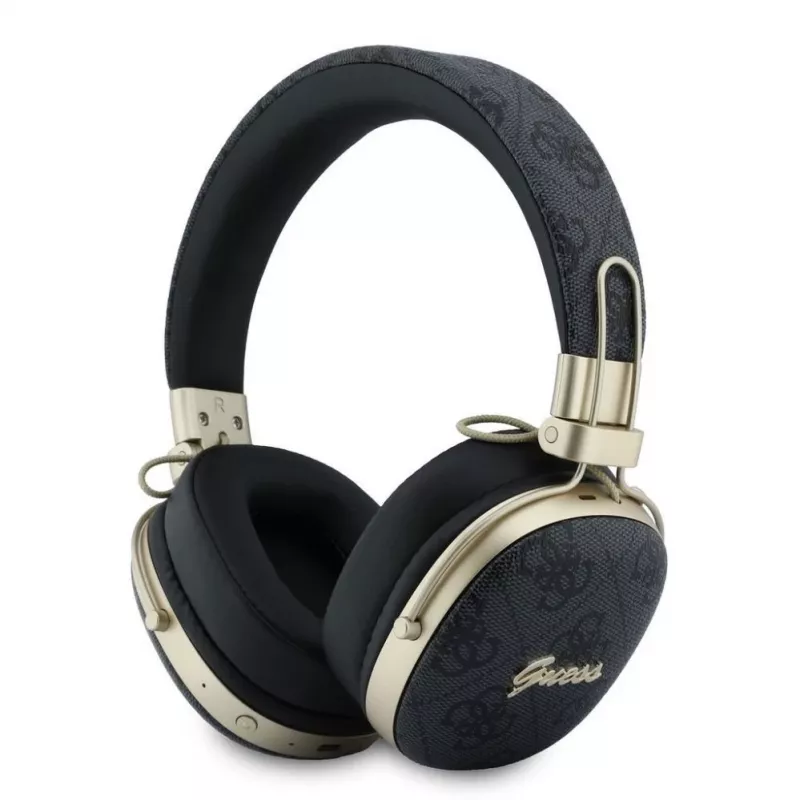 Guess Over-Ear Bluetooth Ακουστικά με ENC, Metal 4G Script Logo, Μαύρα
