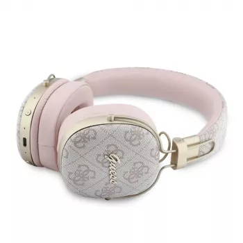 Guess Over-Ear Bluetooth Ακουστικά ENC Metal 4G Script Logo Ροζ