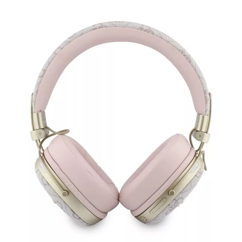 Guess Over-Ear Bluetooth Ακουστικά ENC Metal 4G Script Logo Ροζ