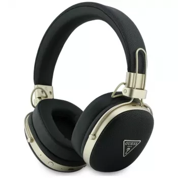 Guess Over-Ear Bluetooth Ακουστικά με ENC, Μεταλλικό Κοκκώδες Τριγωνικό Λογότυπο, Μαύρα