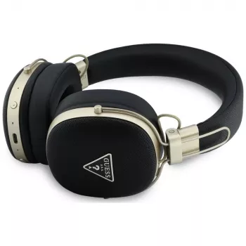 Guess Over-Ear Bluetooth Ακουστικά με ENC, Μεταλλικό Κοκκώδες Τριγωνικό Λογότυπο, Μαύρα