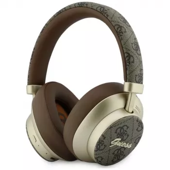 Guess GUE005457 Over-Ear Bluetooth Ακουστικά με ENC, Καφέ, Σχέδιο Gold Script Metal