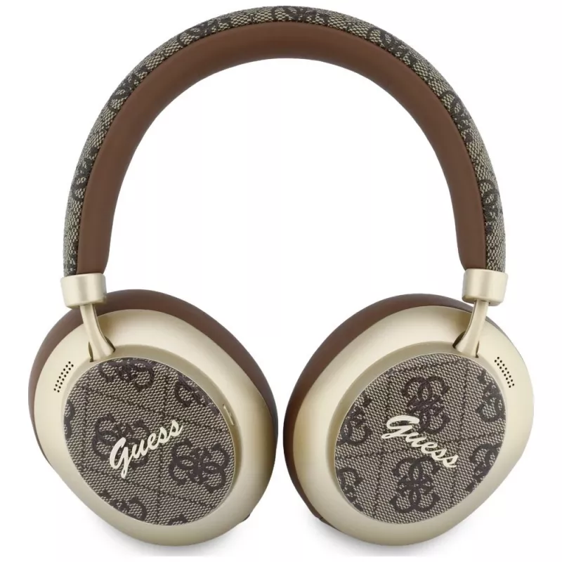 Guess GUE005457 Over-Ear Bluetooth Ακουστικά με ENC, Καφέ, Σχέδιο Gold Script Metal