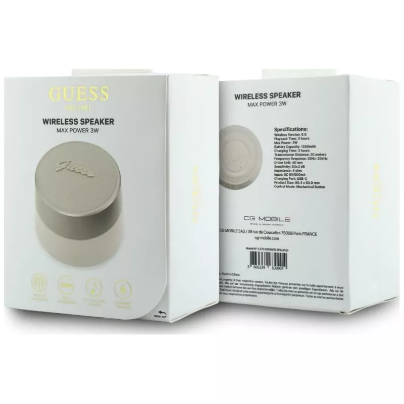 GUESS Bluetooth Ηχείο 5W Script MetalLogo Χρυσό
