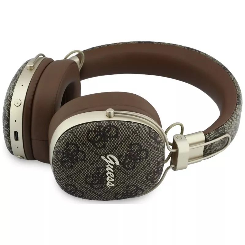 Guess GUE005462 Bluetooth Over-Ear Ακουστικά με ENC, Μεταλλικό Σχέδιο, 4G Script Logo, Καφέ
