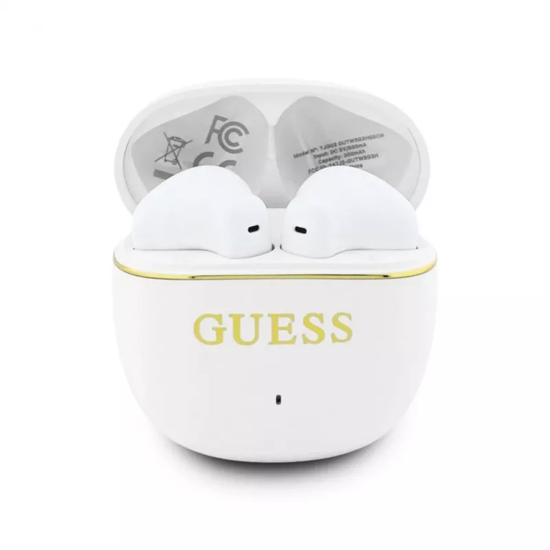 GUESS Glossy Gold Line Classic TWS Ακουστικά Λευκά