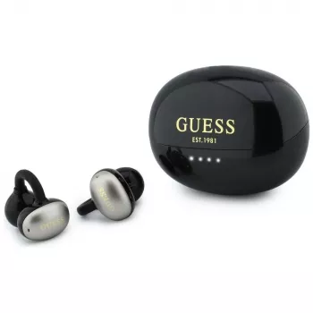 Guess Open-Wearable Στερεοφωνικά Bluetooth Ακουστικά με Μεταλλικό Φινίρισμα, Ηλεκτροεπιμεταλλωμένα Μέρη και Κλασικό Λογότυπο Μαύρα