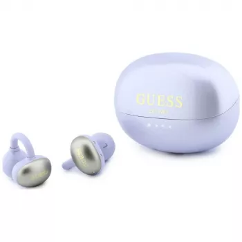 GUESS Open-Ear Ασύρματα Ακουστικά με Μεταλλικό Φινίρισμα και Ηλεκτροεπιμεταλλωμένα Μέρη, Κλασικό Λογότυπο, Λιλά
