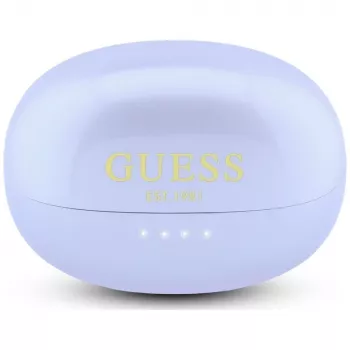 GUESS Open-Ear Ασύρματα Ακουστικά με Μεταλλικό Φινίρισμα και Ηλεκτροεπιμεταλλωμένα Μέρη, Κλασικό Λογότυπο, Λιλά