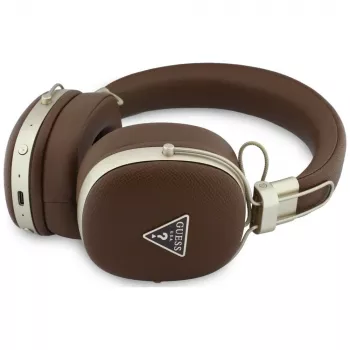Guess GUE005460 Bluetooth On-Ear Ακουστικά με ENC, Καφέ, Μεταλλικό Κοκκώδες Τριγωνικό Λογότυπο