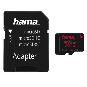 Hama microSDXC 64GB UHS Speed Class 3 UHS-I ανάγνωση 100MB/s εγγραφή 30MB/s με προσαρμογέα SD