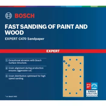Bosch Expert C470 φύλλο λείανσης, 115 x 230 mm, κόκκος K240 (συσκευασία 50 τεμ., για παλμικό τριβείο)