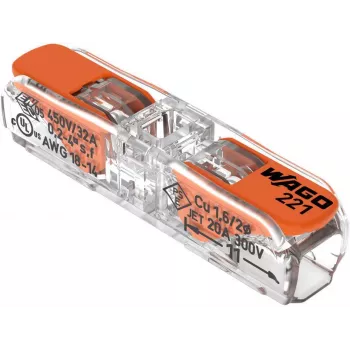 WAGO 221-2411 σύνδεσμος συμπαγής 2 αγωγών, 0,2-4 mm², συσκευασία 60 τεμ.