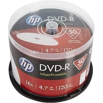 Verbatim HP Inkjet-Printable DVD-R Spindle (50 Δίσκοι) - 16x, 4.7 GB, AZO Dye, Λευκή Εκτυπώσιμη Επιφάνεια