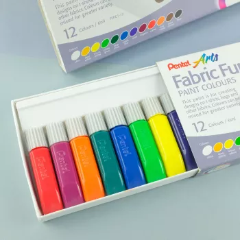 Pentel Arts FFPC1-12 Σετ χρωμάτων υφασμάτων, ανάμεικτα χρώματα, 12 x 6 ml σωληνάρια