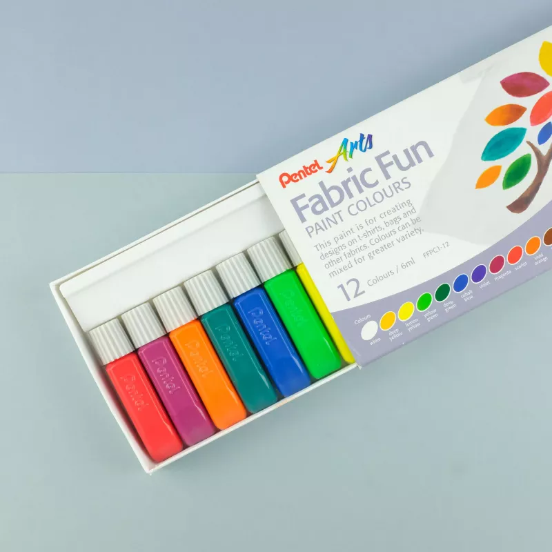Pentel Arts FFPC1-12 Σετ χρωμάτων υφασμάτων, ανάμεικτα χρώματα, 12 x 6 ml σωληνάρια